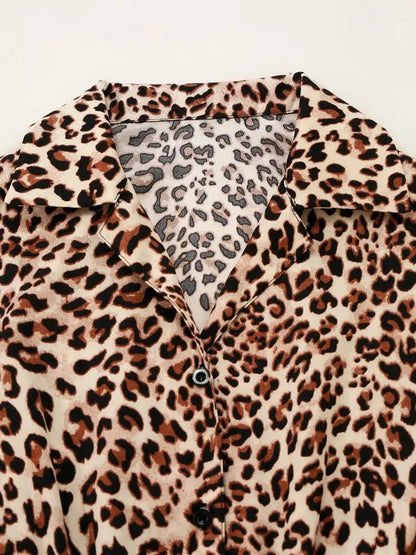 Vintage Leopard Print One-Piece Outfit With Pockets