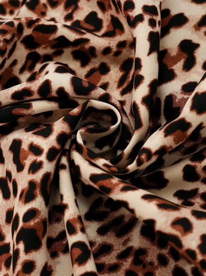 Vintage Leopard Print One-Piece Outfit With Pockets