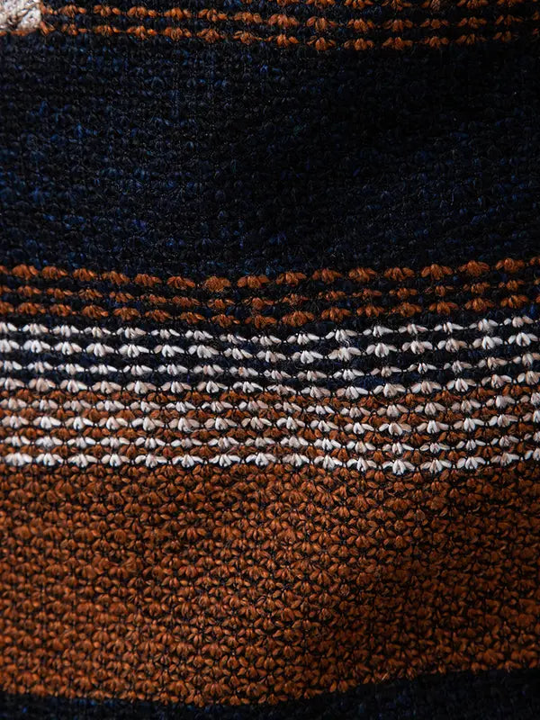 Hot Sale-Color Block Striped Half Zip Knit Pullover