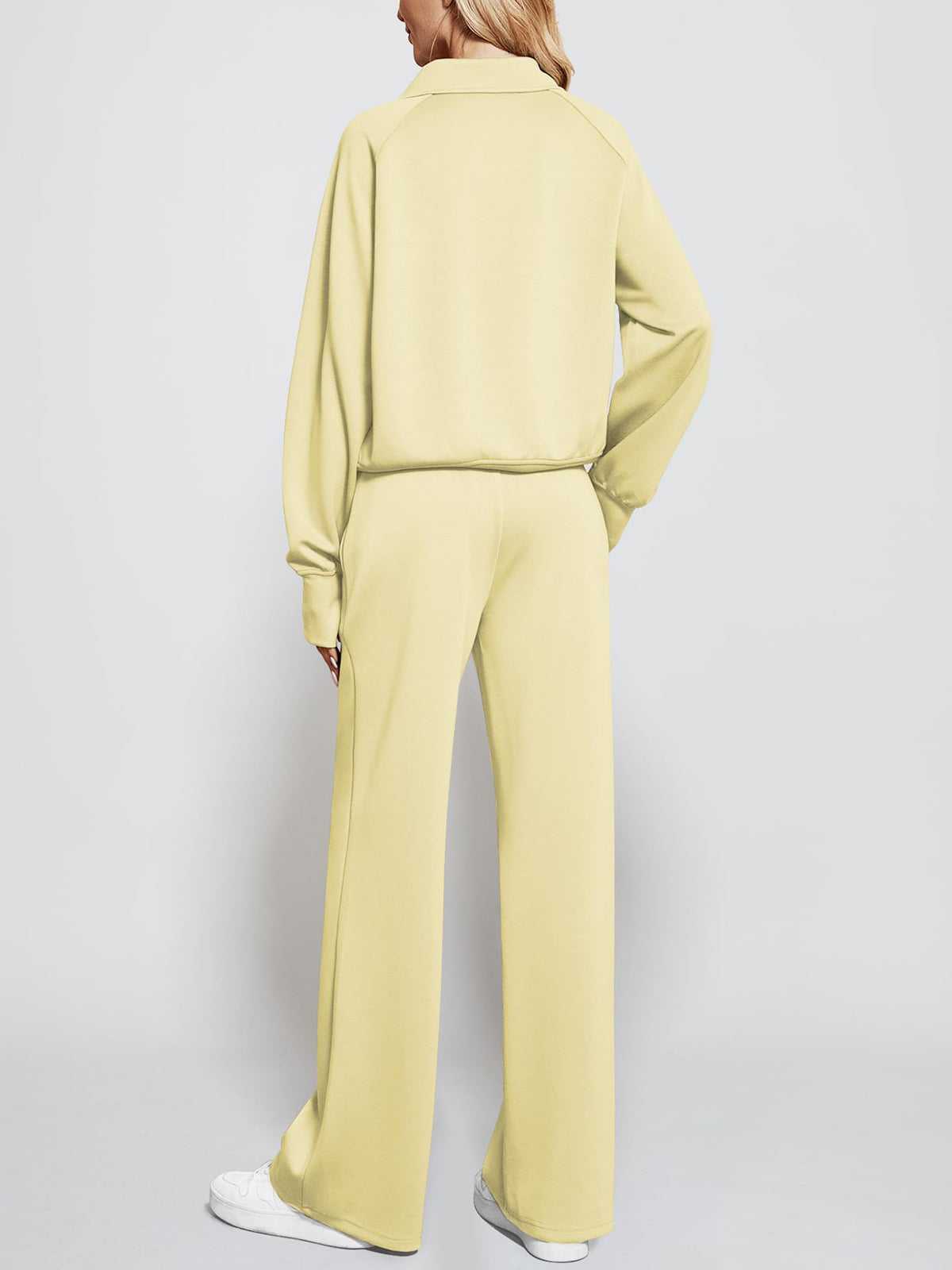 Women's Oversized Half Zip Wide Leg 2 Piece Outfits Lounge Set