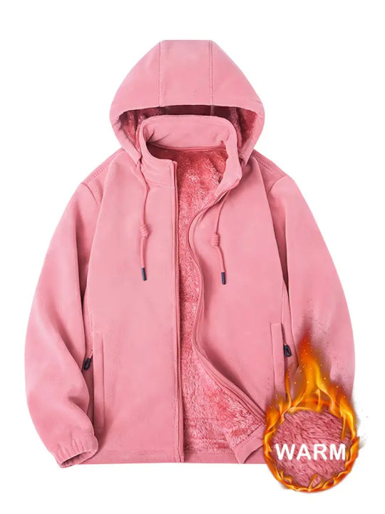 Women Winter Zip Jacket With Detachable Hood