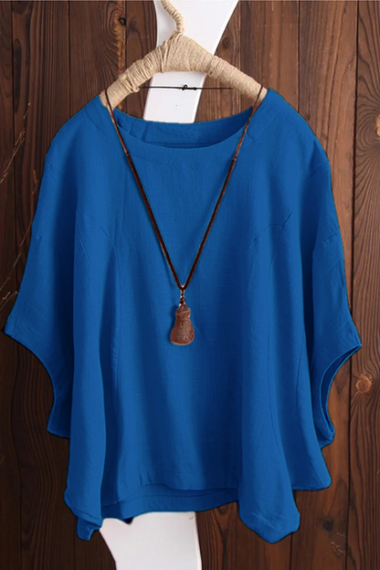 ✨Women's Cotton Tops Solid Color Batwing Short Sleeve Oversized T-Shirt