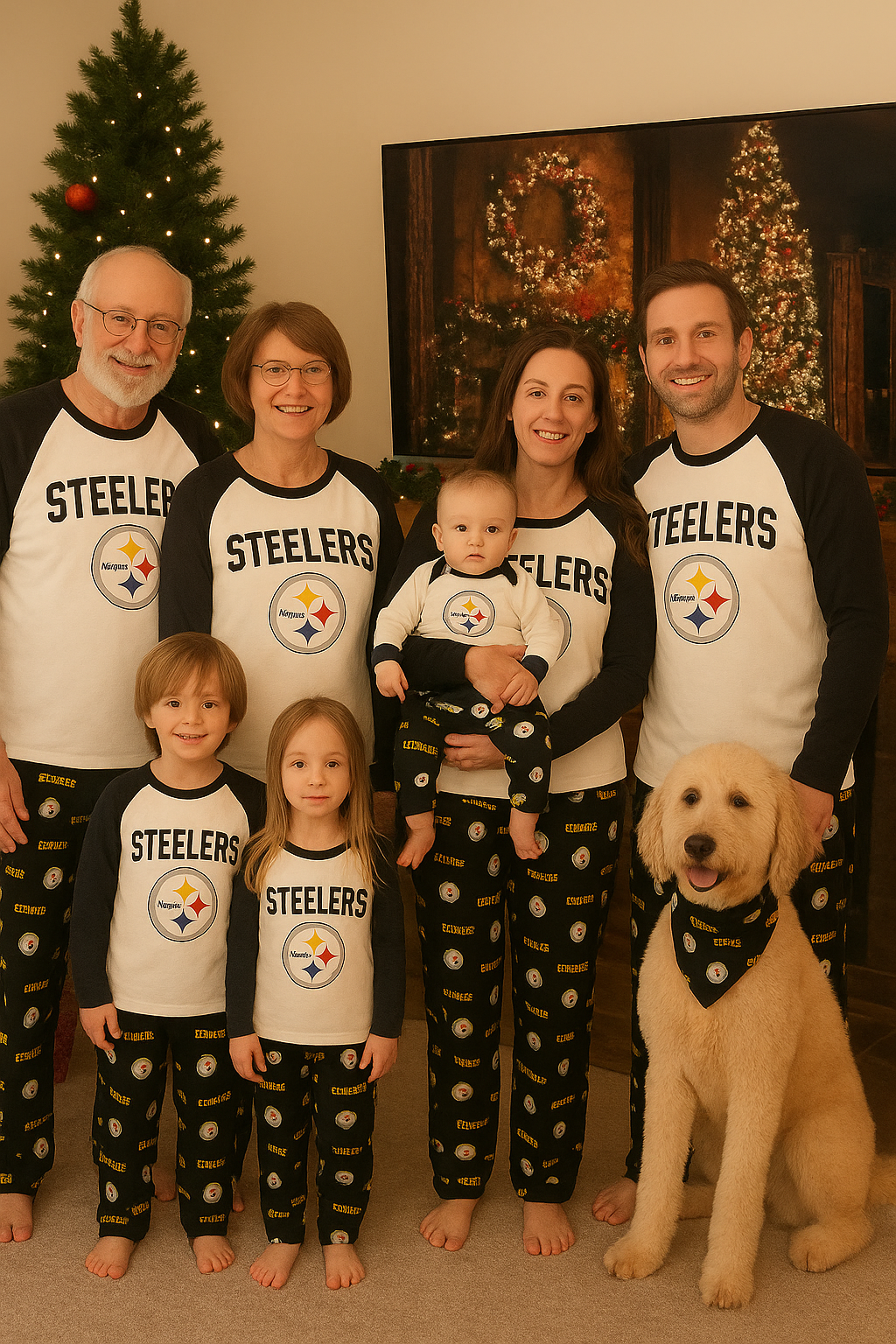Pittsburgh Steelers Family Holiday Pajamas Set