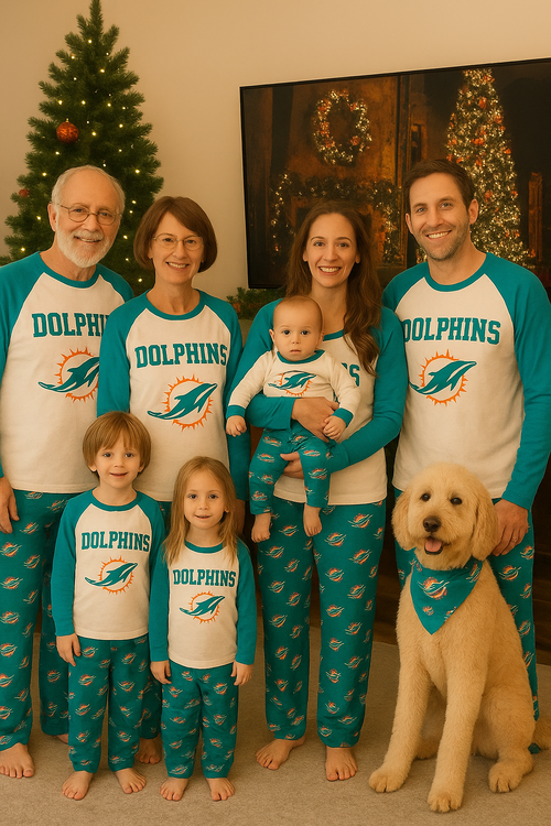 Miami Dolphins Family Holiday Pajamas Set