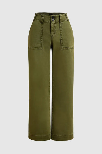 Double Button Mid Waist Straight Leg Pants(BUY 2 FREE SHIPPING)