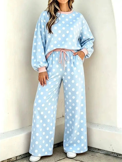 Cute Polka Dot 2 Piece Lounge Set