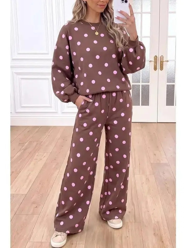 Women Polka Dot 2 Piece Lounge Set