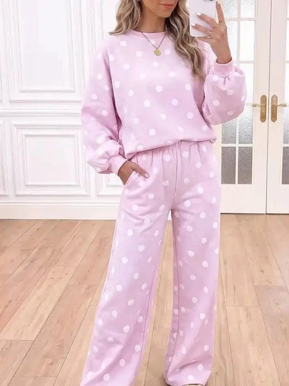 Women Polka Dot 2 Piece Lounge Set