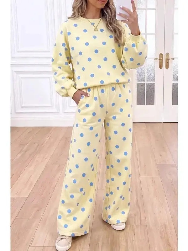 Women Polka Dot 2 Piece Lounge Set