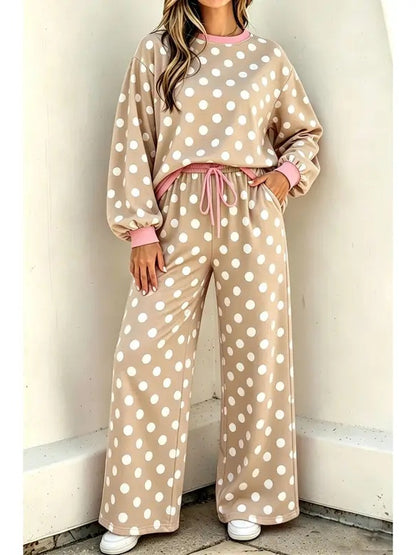 Cute Polka Dot 2 Piece Lounge Set