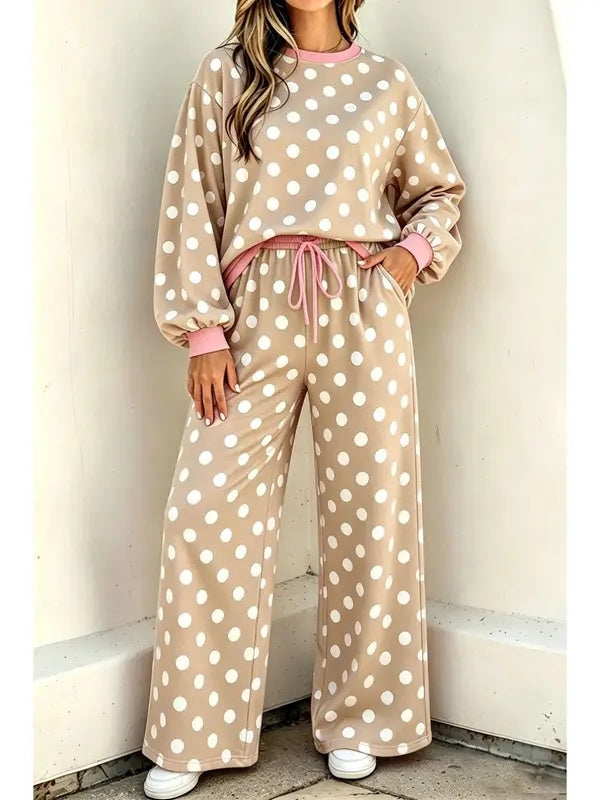 Cute Polka Dot 2 Piece Lounge Set
