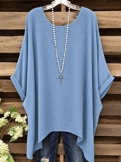 Women Irregular Hem Casual Batwing Top