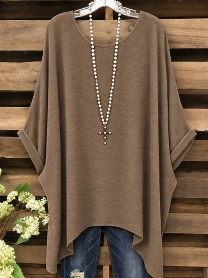 Women Irregular Hem Casual Batwing Top