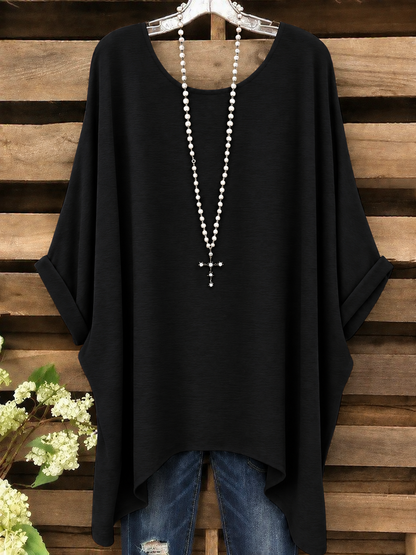 Women Irregular Hem Casual Batwing Top