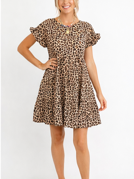 Hot Sale-Women's Spring & Summer Leopard Print Ruffle Dress