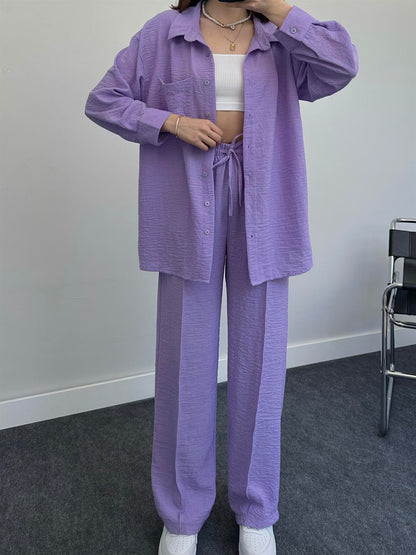 2023 Fashion Linen Shirt Set