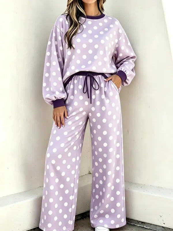 Cute Polka Dot 2 Piece Lounge Set
