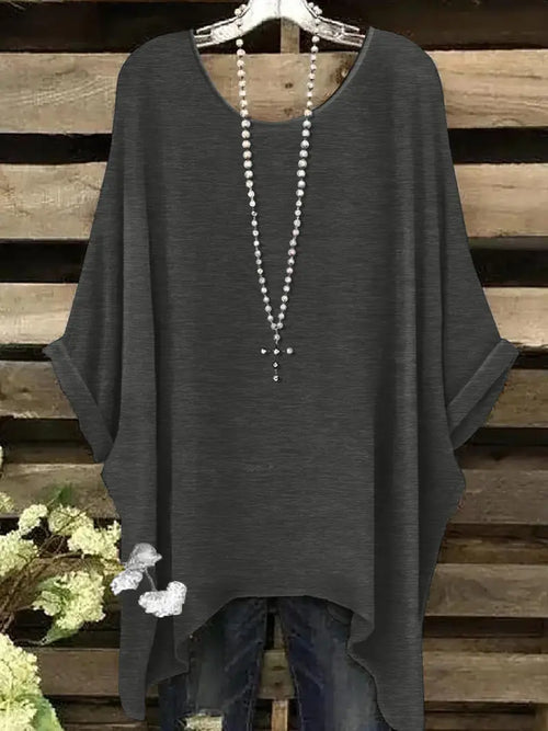 Women Irregular Hem Casual Batwing Top