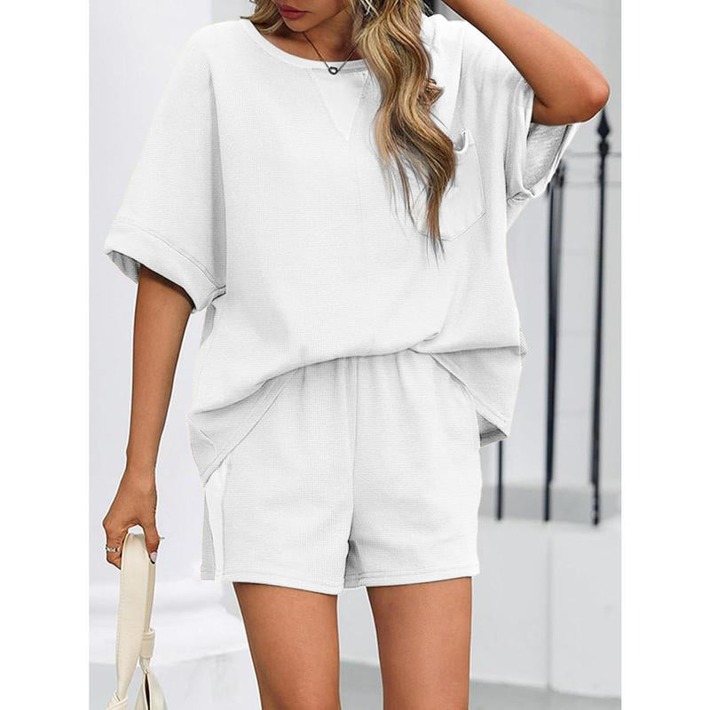 ⏰Hot Sale-Womens Summer Waffle Knit 2 Piece Outfits