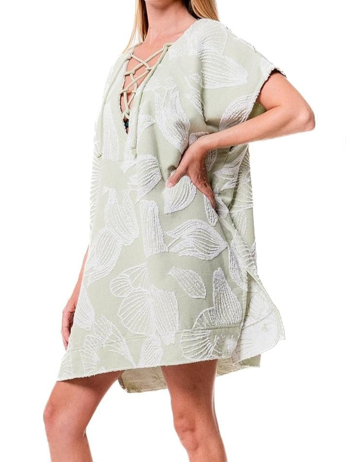 Women's Boho Lace Up Cover Up Dress