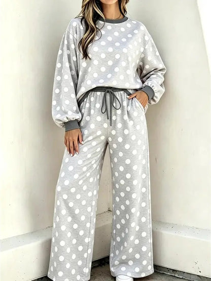 Cute Polka Dot 2 Piece Lounge Set