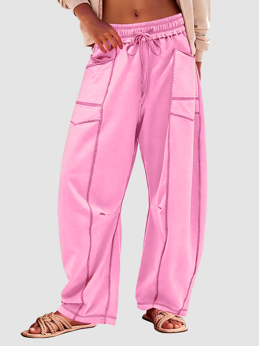 Women's Casual Drawstring Wide Leg Sweatpants Baggy Barrel Pants
