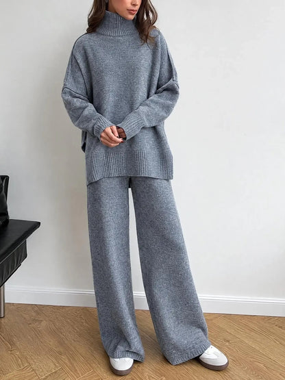 Mock Neck Wide Leg Lounge Set
