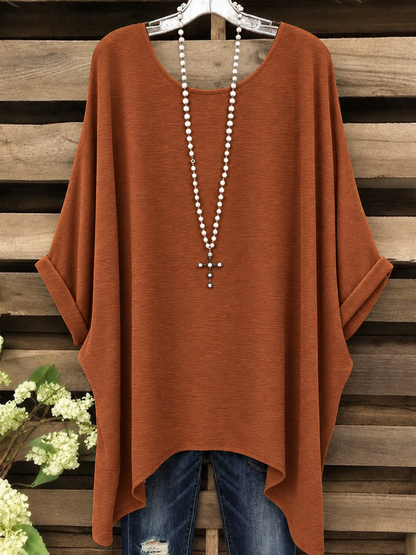 Women Irregular Hem Casual Batwing Top