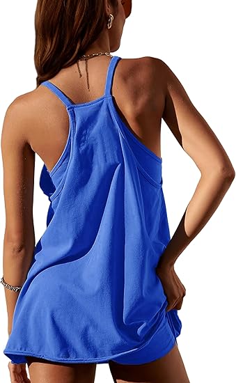 Women's Halter Neck Backless 2 Piece Outfit with Pockets