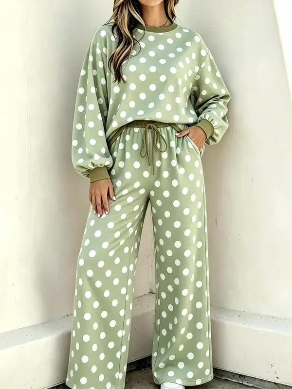 Cute Polka Dot 2 Piece Lounge Set