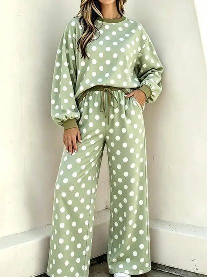 Cute Polka Dot 2 Piece Lounge Set
