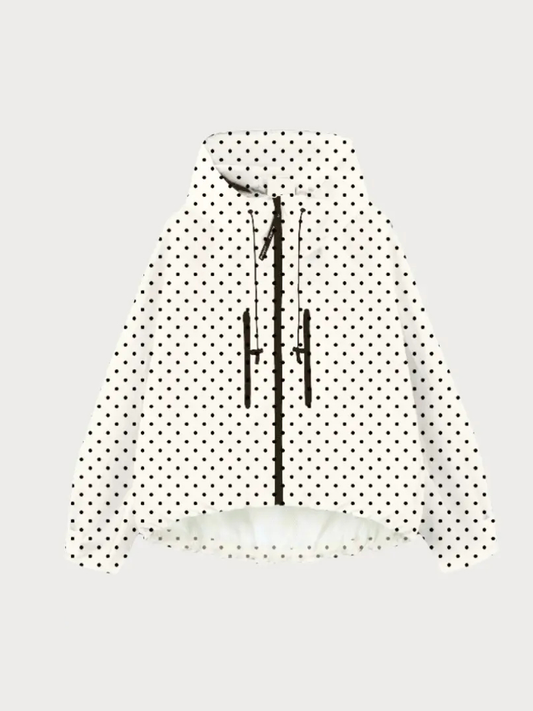 Women's Oversized Pleated Hem Rain Jacket With Hooded