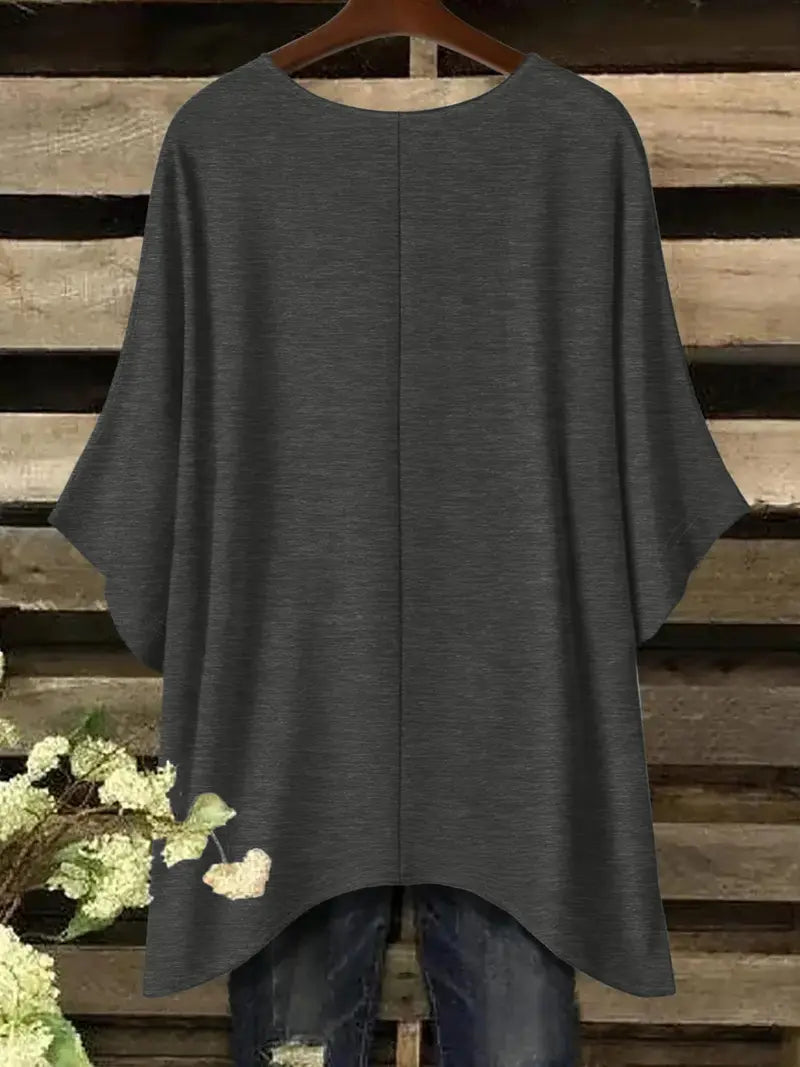 Women Irregular Hem Casual Batwing Top