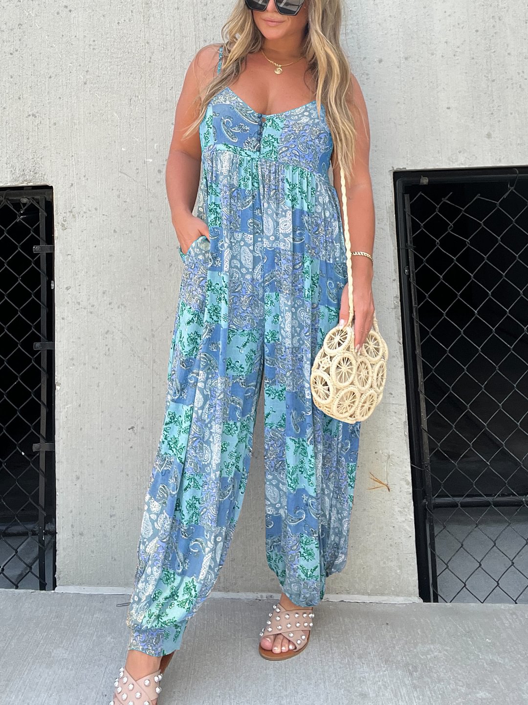 2024 Patchwork Print Loose Jumpsuit (Buy 2 Free Shipping)