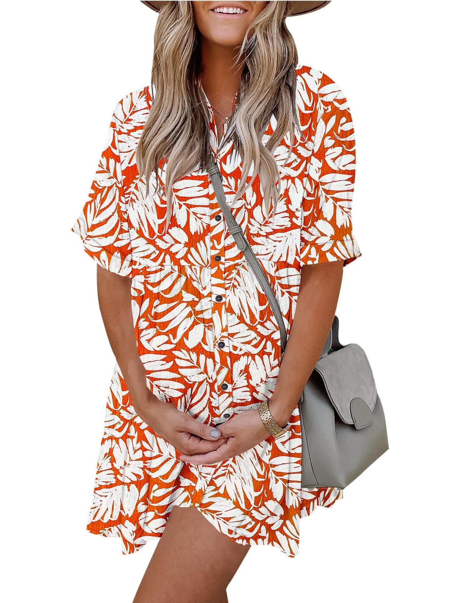 Limited time sale🔥Women's Babydoll Button Down Mini Dress with Pockets