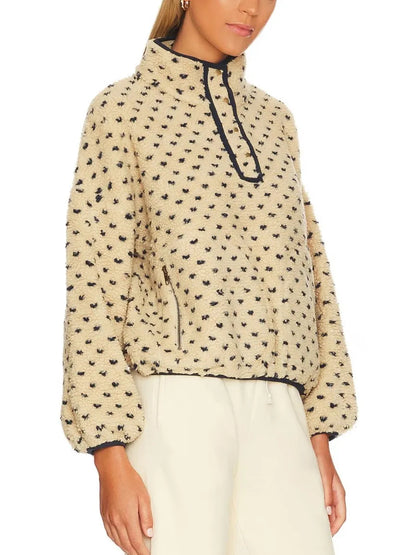 ✨Women's Button-down Turtleneck Heart Sherpa Pullover