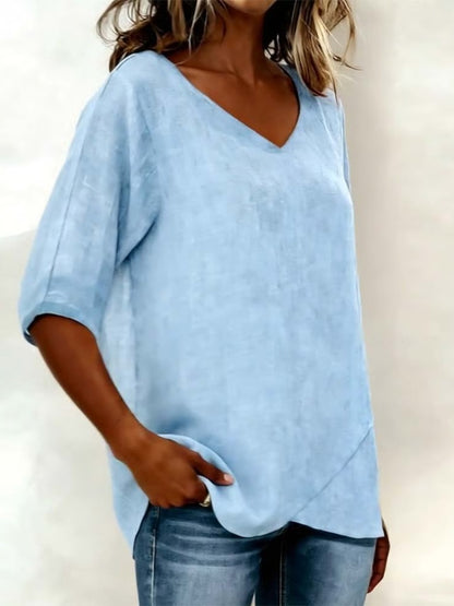 Women's V-Neck Irregular Hem Top