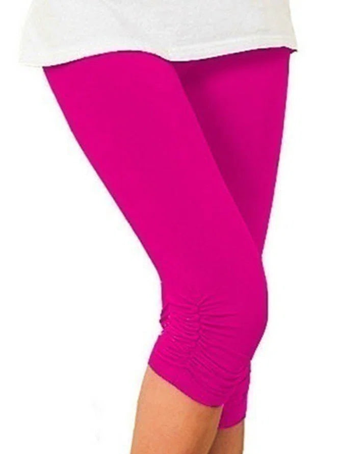 Casual Sports Plus Size Plain Capris Leggings