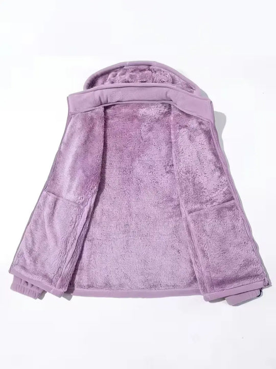 Women Winter Zip Jacket With Detachable Hood
