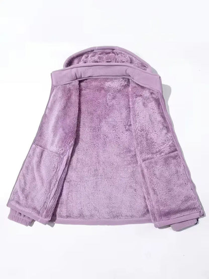 Women Winter Zip Jacket With Detachable Hood