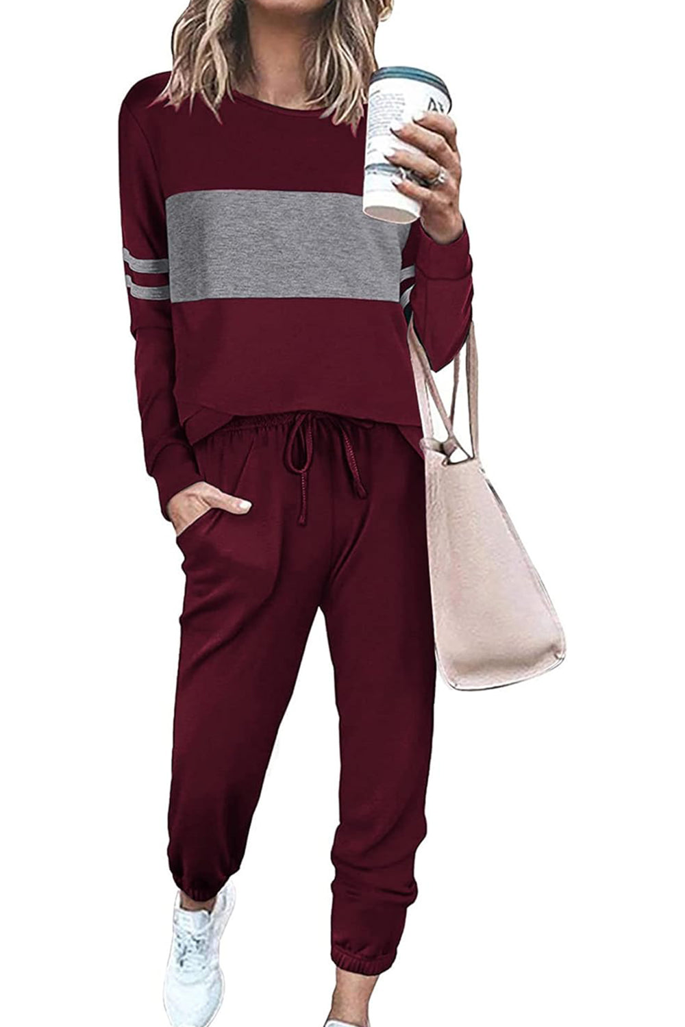 Casual Color Block 2-Piece Loungewear Set  ( Big Savings!!!)