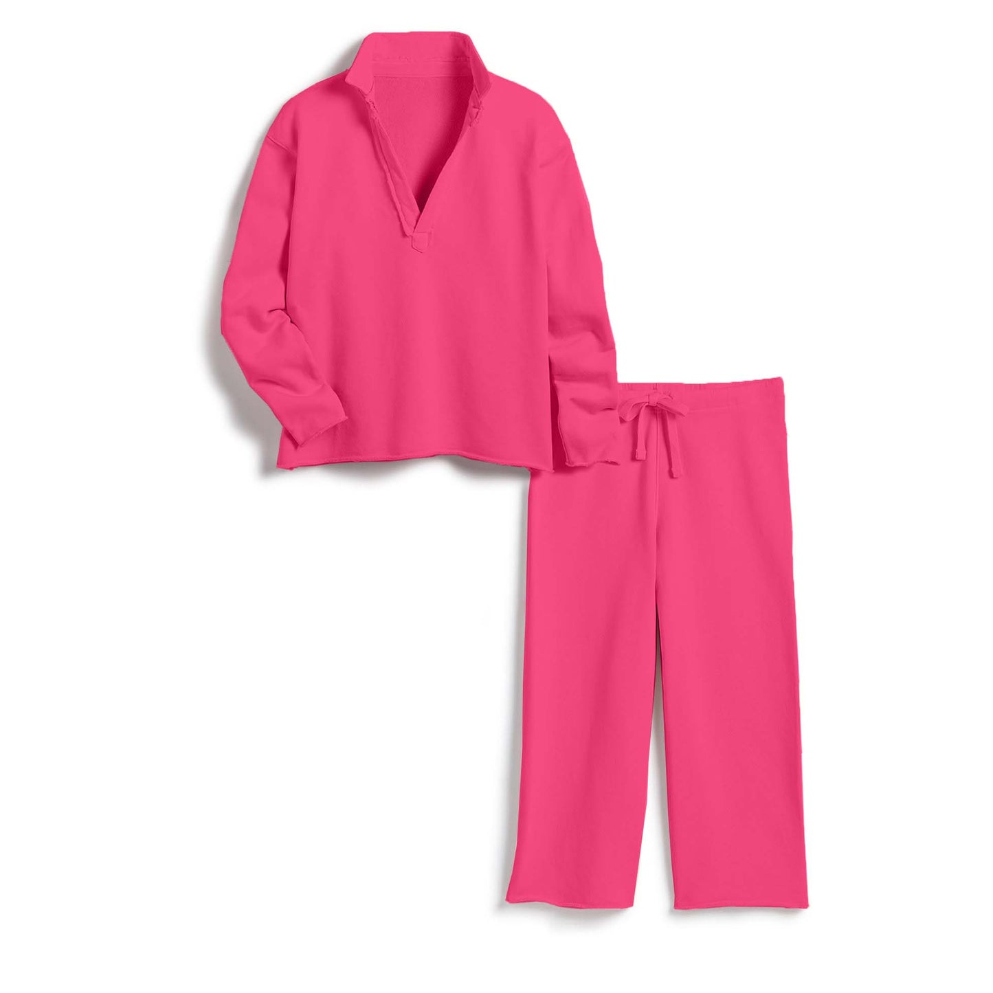 Women's V Neck Pullover Sweatshirts Wide Leg Pants Set