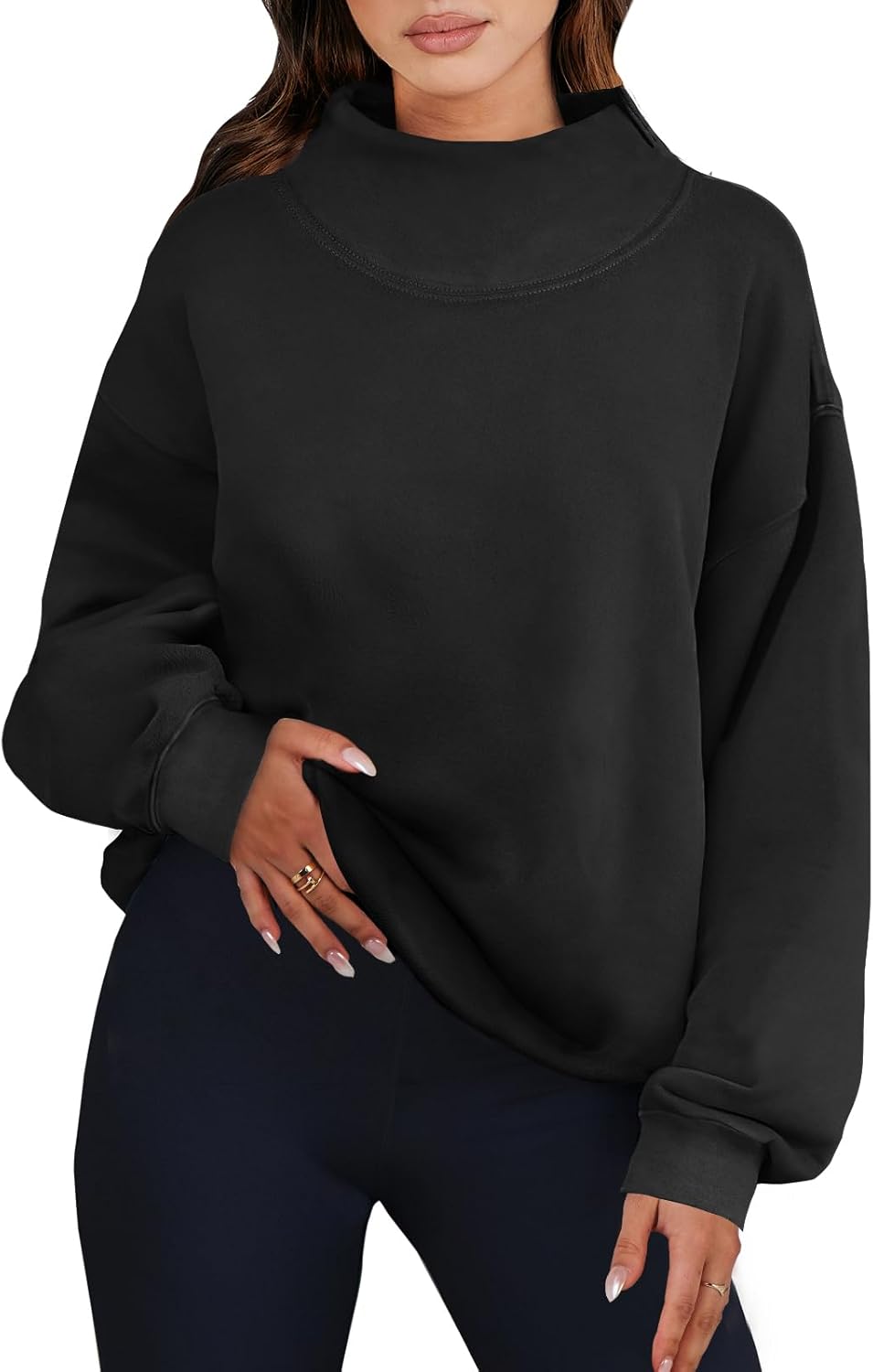 Womens Oversized Sweatshirts Turtleneck Pullover Long Sleeve Hoodies Tops