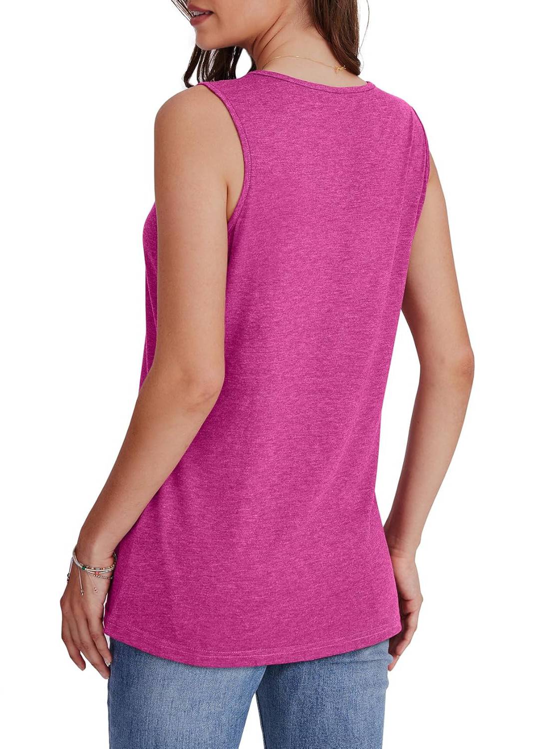 ⏰Hot Sale-Women Summer Loose Fit V Neck Sleeveless Basic Tank Tops