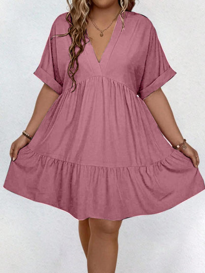 ✨Women's Casual Plain V Neck Batwing Sleeve Dress