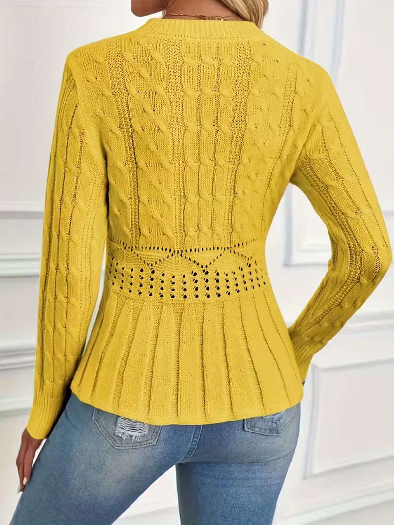 ✨Women's Chunky Knit Crew Neck Long Sleeve Knit Top