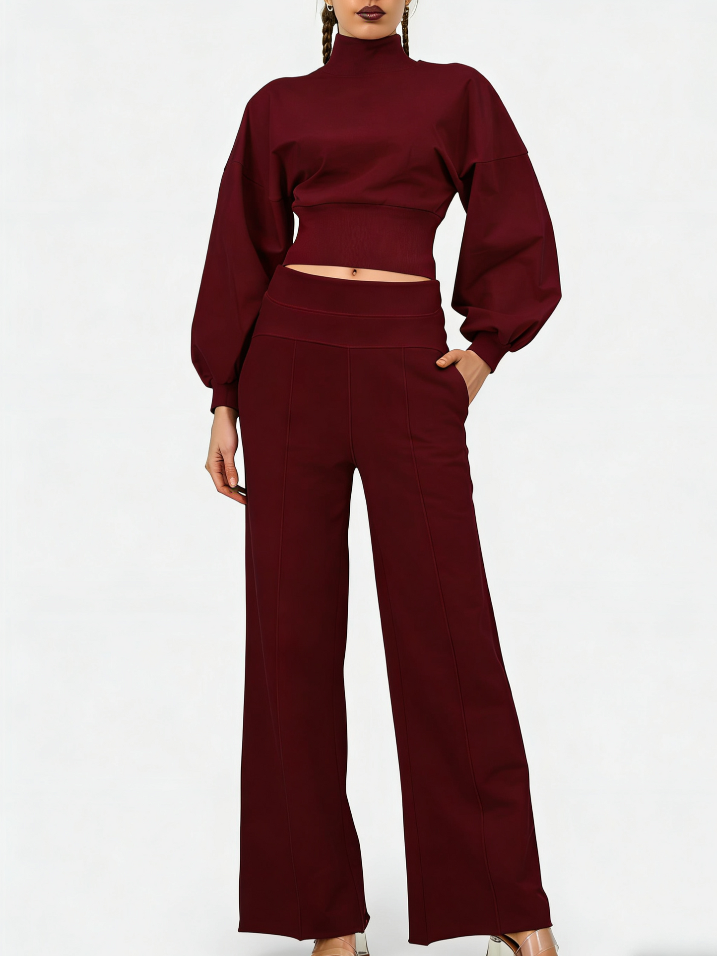 Women's 2-Piece Turtleneck Workout Set