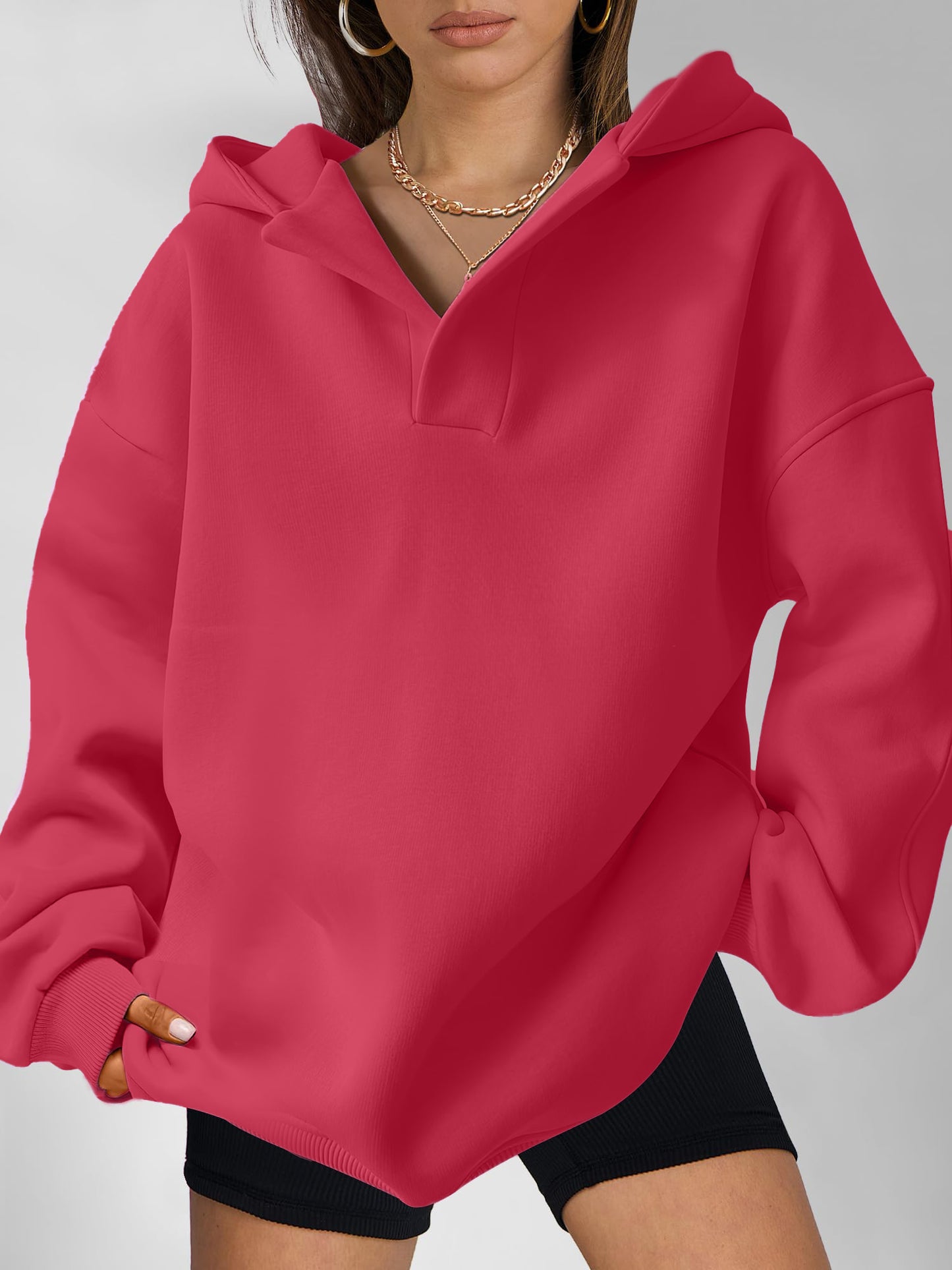 ⏰Hot Sale-Women's V Neck Oversized Hoodies