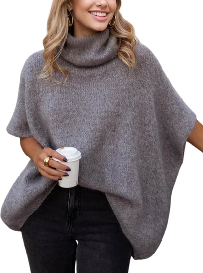 ✨Women's Turtleneck Cropped Bat Sleeve Knit Top