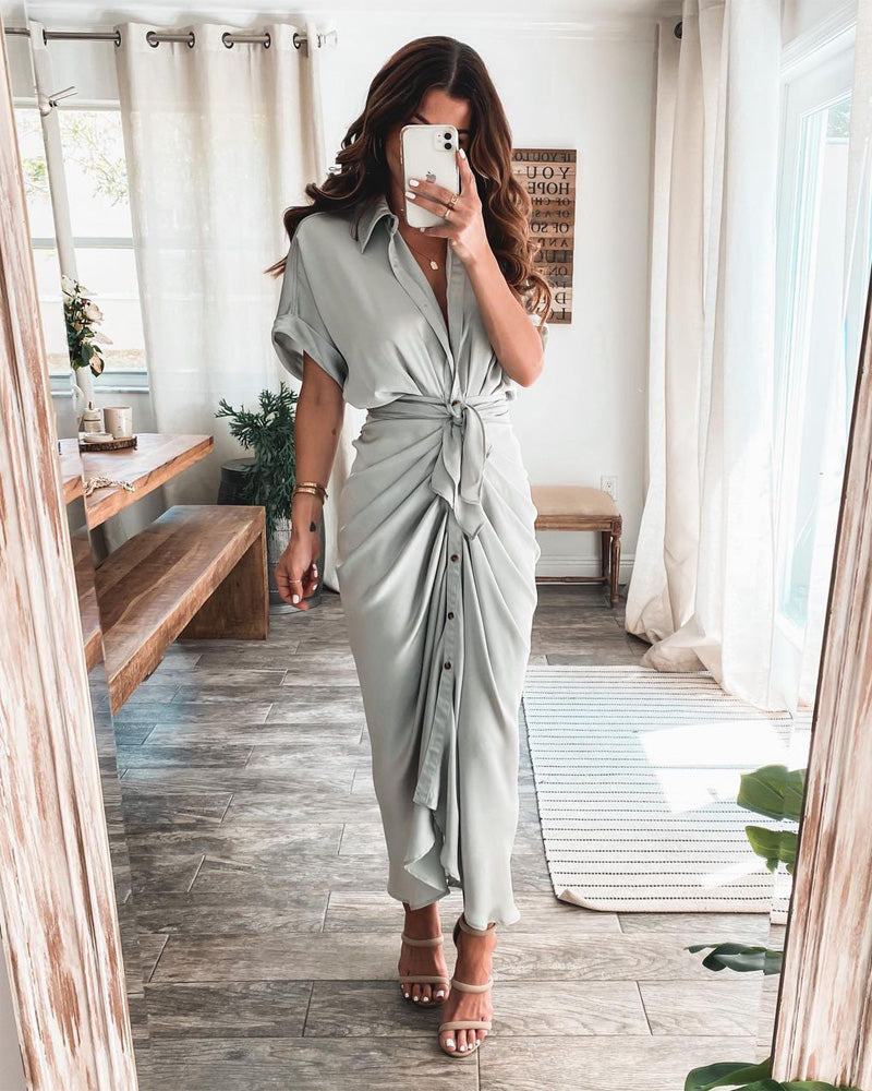 Women's Satin Shirt Dress